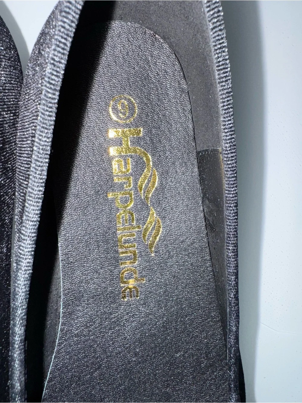 Harpelunde Men’s Black Velvet Slip-On Wedding Slippers Gold Embroidered 9